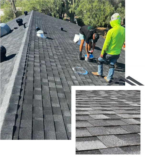 residential roof repair row section image