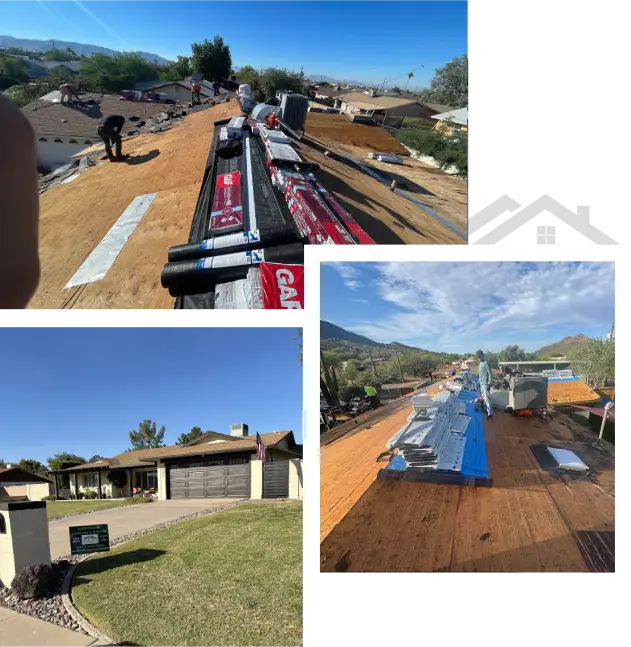 residential roof replacement row section image