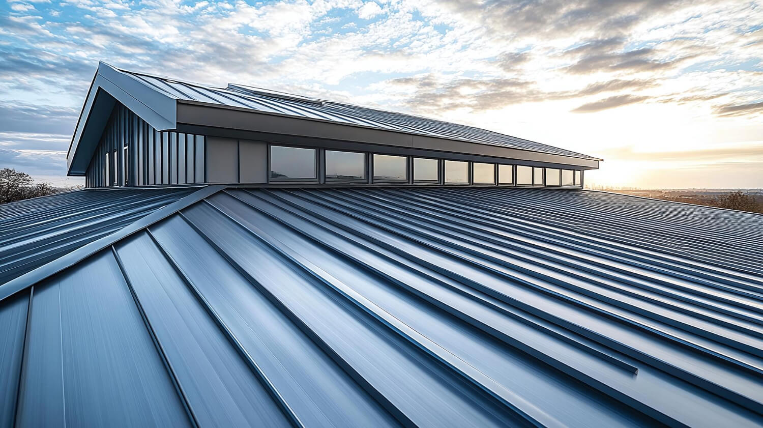 commercial roof replacement row