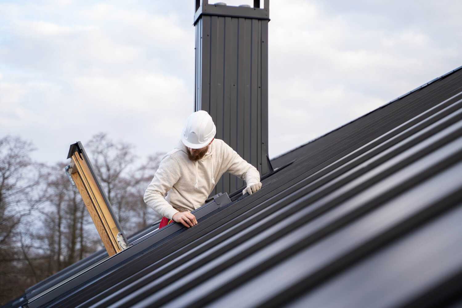 commercial roof replacement row